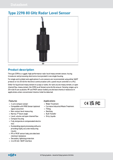 Datasheet Type 2298 80 Ghz Radar Level Sensor (EN)