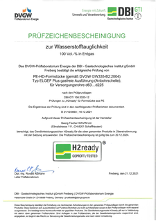 DBI Zertifikat ELGEF Plus Fittings und Anbohrschellen d63-d225
