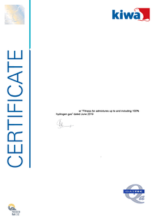 KIWA Hydrogen Certificate Mechanical fittings for PE pipes d25-d63