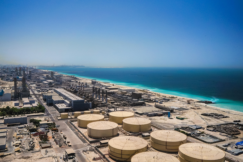 Dubai. In the summer of 2016. Modern desalination plant on the shores of the Arabian Gulf.
